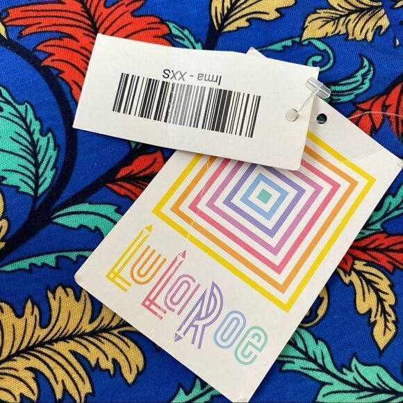 Lularoe Irma Blue Leaf Print Top - Picture 9 of 14